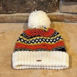 Free People Knit Pompom Rolled Brim Beanie